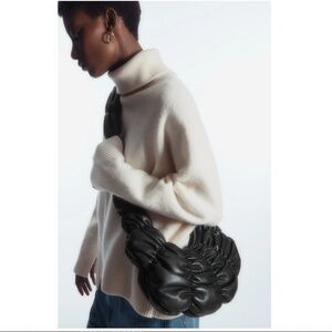COS "Ripple" Black Leather Crossbody Bag NWOT/O/S